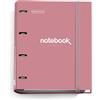 Miquelrius - Raccoglitore a 4 anelli A4 Emotions, 100 fogli a quadretti, Chiusura con elastico per l'uso come materiale scolastico, Copertina rigida in cartone, Colore rosa