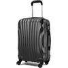 R.Leone Valigia Trolley Bagaglio a mano Rigido Ultraleggero in ABS 4 Ruote Autonome (Nero, 2037 Valigia 55x40x20cm)