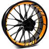 Finest Folia Set di 16 adesivi per cerchioni, per moto, auto, set completo di adesivi per cerchioni da 15, 16, 17, 18, 19, MR020 (03 arancione fluo)