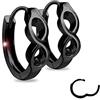 Treuheld® | Orecchini a cerchio in argento 925 con simbolo dell'infinito - in argento Sterling - orecchini da donna e uomo - orecchini neri con chiusura a scatto - larghezza 3,5 mm - orecchini in