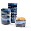 Henten Home Ciotole da Dessert in Ceramica da 8 x 240 ml, Stampi per Soufflé, Pirottini da Soufflé in Porcellana per Muffin, Cupcake e Budini - Glassa di Reazione, Blu