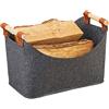 Relaxdays Borsa in Feltro, Cesta Ripiegabile Portariviste, Cesto con Manici HxLxP: 27x40 x 22 cm, grigio scuro