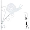 Relaxdays Gancio Portavasi, per Piante Sospese, Lanterne, Ferro, Lumaca, Fissaggio a Parete, HxLxP: 30x30,5x2 cm, Bianco
