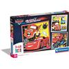 Clementoni- Disney Cars Glow Racers Supercolor Racers-3x48 (Include 3 48 Pezzi) Bambini 5 Anni, Puzzle Cartoni Animati, Made in Italy, Multicolore, 25309
