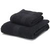 Boncasa - Set di asciugamani, 100% cotone pettinato (non rigenerato), filatura ad anello, 450 g/m2, morbidi al tatto (nero, set da 2 pezzi)