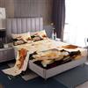Homewish Set di biancheria da letto con motivo floreale bianco, beige e oro, motivo floreale con fiori di loto, set di lenzuola matrimoniali con foglie sfumate, lenzuolo superiore a tema botanico,