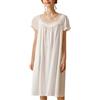 OKSakady Donna Estate Sexy Loose Cotone Pizzo Sleepwear Collo Quadrato Principessa Manica Corta Camicia da Notte