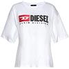 Diesel Donna - T-Shirt in Cotone Bianco con Maniche Tagliate e Logo - Taglia S