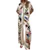 THICC Abiti da donna in 2 pezzi, stile bohémien, estivo, casual, stampa graffiti, set coordinato a maniche corte, camicia e pantaloni con tasche hawaiane, Beige, S