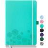 Qefuna Taccuino Diario Per Donne, Taccuino A5 In Pelle Per Lavoro, 200 Pagine Diario Di Viaggio Per Donne Uomini Con Portapenne E Nastro, 5.78×8.34(Turquoise)