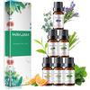 MAYJAM Set Oli Essenziali 6 Pezzi, Oli Essenziali per Diffusori Aromaterapia Puri Naturali, Olio Essenziale di Lavanda, Eucalipto, Tea Tree, Menta Piperita, Arancia Dolce, Citronella