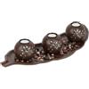 Relaxdays Portacandele Decorativo con Vassoio e Pietre, Lungo 50,5 cm, Decorazione per Tavolino e Soggiorno, Marrone