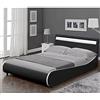 Corium Struttura Letto Imbottito a Testiera Alta con Illuminazione a LED e Telecomando Letto Matrimoniale 2 Piazze 180x200 cm Bordi Curvi Rivestimento in Similpelle - Nero