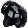 JIEKAI Casco Modulare Apribile Moto Touring Sport Visiera Parasole ECE Caschi (Nero Brillante, Large)