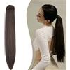 Gairyan Extension Coda Capelli Lisci con Pinza Posticci per Capelli Sintetici 55cm Coda Finta Extension Coda di Cavallo Parrucchino Capelli Lunghi Clip Claw Ponytail per Donna, Marrone Cioccolato