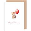 Edition Seidel Biglietto di auguri con busta di alta qualità in carta kraft. Hpppy Birthday bambini ragazza e ragazzo figlio bambino animale gatto gattino palloncino (G3542 SW024)