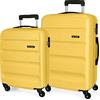 ROLL ROAD Flex Set di valigie Ocra 55/65 cm Rigida ABS Chiusura a combinazione laterale 92L 5,74 kg 4 Ruote, giallo, Taglia unica, Set di valigie