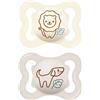 MAM Air Succhietto 2-6 Mesi (Set da 2), Ciuccio MAM 2-6 mesi per pelli sensibili e delicate, Kit da 2 accessori neonato con tettarella in silicone e porta ciuccio sterilizzatore, Neutro/Beige