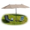 Relaxdays Ombrellone Doppio, 460 x 270 cm, Ampio Parasole con Manovella, Giardino e Terrazza, UV 30+, Beige, 50% Poliestere 30% Alluminio 20% Ferro