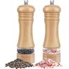 IAGORYUE Macina Pepe 2pcs Set, Macina Sale e Pepe Legno, Macinapepe Manuale con Smerigliatrice Ceramica Regolabile, Macinino per Pepe con Trasparenti Finestra in Acrilico, per Cumino Erba Sesamo (6.5 Inch)