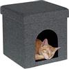 Relaxdays Cuccia per Gatti Chiusa, Grigio | Puffo per Sedersi con Tana per Animali Domestici, HLP: 38,5 x 37 x 37 cm