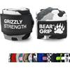 BEAR GRIP - Polsiere per sollevamento pesi di alta qualità, resistenti, per bodybuilding, crossfit, powerlifting, StrongMan (grigio/grigio, 61 cm)