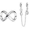 NUNUYAYA Charm Bead Ciondolo in Argento Sterling 925 Family Infinity Love Safety Chain con Zirconia Pendenti Compatibile con Braccialetti Collane europei,Compleanno Natale Perline per Donne Pack of 2