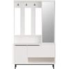 Rebecca Mobili Mobile da Ingresso Moderno, Guardaroba con Specchio, Bianco Grigio Scuro, Truciolato PVC Vetro, Salvaspazio, con Scarpiera - Misure HxLxP: 178 x 112 x 33,5 cm - Art. RE7093