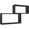 MODULARREDO | BIS RETTANGOLO BISLUNGO Set di 2 Mensole da Muro, Pensile Bagno, Mensola da Parete, Scaffale da Parete, Nero, 70x35 p20 cm e 60x30 p20 cm - Made in Italy