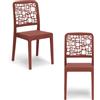 REDÒKASA Set 2 sedie in polipropilene MEDEA, MADE IN ITALY, impilabile, idrorepellente, resistenza raggi UV, design moderno per sala da pranzo, cucina, bar, ristoranti, giardino (Rosso Mattone, 2)