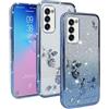 Jeelar Cover per Samsung Galaxy S21 FE 5G, Custodia Protettiva Simpatica Custodia Protettiva Glitterata per donne e Ragazze Custodia Blu