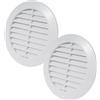 Vent Systems 2 pezzi 90 mm bianco copertura di ventilazione - prese d'aria rotonde - copertura griglia - protezione insetti integrata - prese d'aria HVAC per bagno, ufficio, cucina