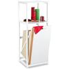 Relaxdays Mobile da Bagno con Portabiancheria, 2 Ripiani Sacco Pieghevole, MDF e Bambù, HLP 98x36x30 cm, Bianco Naturale