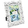 Laura Ashley Cornice portafoto in resina bianca testurizzata a mano, con cavalletto, per tavolo e parete, design floreale decorativo per la casa, galleria fotografica, arte e altro (13 x 18 cm,
