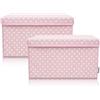 LIFENEY Set di 2 contenitori per bambini (37 x 25 x 21 cm), cestino portaoggetti per cameretta dei bambini e salotti (pois rosa)