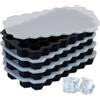 Relaxdays Vaschetta in Silicone per Ghiaccio, Set da 4, Riutilizzabile, Stampi per 37 Cubetti Esagonali, Coperchio, Nero