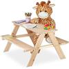 Relaxdays Tavolino da Bambini con Panche per Esterno, Tavolo da Picnic per Giardino, HLP: 50x89x79 cm, in Legno, Marrone