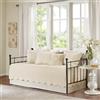 Madison Park Set copripiumino damascato alla moda con bordi smerlati per tutte le stagioni, biancheria da letto con mantovana abbinata, cuscino decorativo, 190,5 x 99,1 cm, color crema toscana