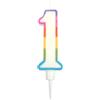 Homéa, Candela compleanno numero 1 con supporto in plastica, H10,5 cm, multicolore