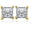 JewelryPalace 0.8ct Orecchini a Bottone Donna Argento 925 con Creato Moissanite, Piercing Orecchini Dorati a Lobo con Pietra a Taglio Principessa, Orecchini Solitario in Oro Set Gioielli Donna