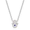 Diamond Treats Collana con Ciondolo a Forma di Mano di Fatima in Argento 925, Collana Hamsa per Donna e Ragazza con Pietre di Zirconi, Collana Donna Argento Portafortuna con Confezione Regalo