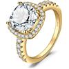 JewelryPalace Cuscino 3ct Diamante Simulato Zirconi Anello Donna Argento 925 per Anniversario, Matrimonio, Promessa, Fidanzamento - Solitario in Oro, Gioielli 9.5