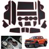 GAFAT Compatibile con Ford Ranger T9 2025 2026-2023 (Freno Elettronico) Tappetini Antiscivolo, Ranger T9 Raptor Wildtrak Tappetino Gomma Console Centrale, Cuciture Porte, Accessori Ranger 2025 (Rosso)