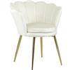 Totò Piccinni Poltroncina VELVET imbotita con schienale a conchiglia in velluto con gambe oro (Beige)