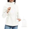 Nadeer Giacca Impermeabile Donna Antivento Mantella Antipioggia Pieghevole Leggera Poncho Impermeabile con Cappuccio e Borsa di Stoccaggio(Bianco,XXL)