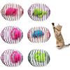 Andiker 6 Pezzi Giochi a Molla per Gatti, 3.9'' Palline Colorate a Molla per Gatti con Topi Giocattolo Interattivo per Gatti Palline in Gabbia Metallica Estensibile Giocattolo a Molla per Gatti per G