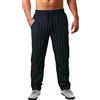 Generico Pantaloni Uomo Eleganti Skinny in Cotone e Lino gessati Primaverili Estivi Giacca Elegante (Black, XXL)