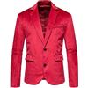 Generic Giacca elegante da uomo in tinta unita in camoscio, per lavoro, con risvolto, stile casual, alla moda, Rosso, M