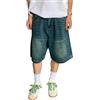 shownicer Pantaloncini di Jeans da Uomo Hip Hop Jeans Corti Pantaloni da Ballo di Strada Skateboard per Ragazzi Adolescenti Cargo Pantaloncini Bermuda Tasche Shorts V Blu L