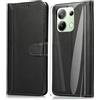 SMYTU Custodia per Xiaomi Redmi Note 13 4G (6,67) + Vetro Temperato,Cover a Libro Xiaomi Redmi Note 13 4G,Custodia Flip in Pelle Magnetica Portafoglio Per Xiaomi Redmi Note 13 4G - Nero